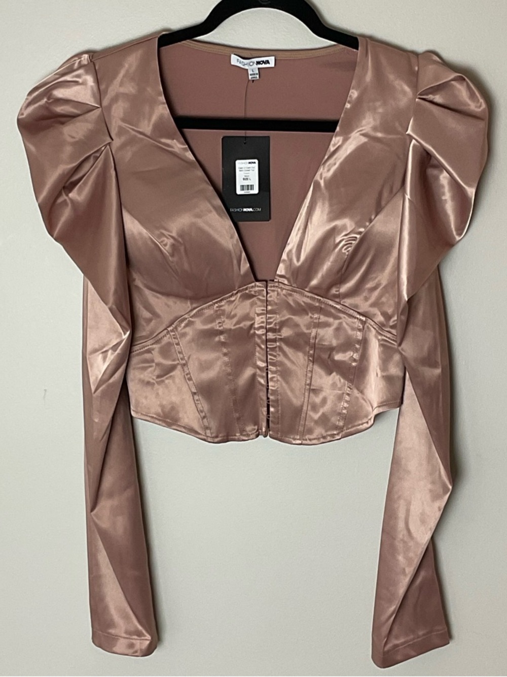 NWT Women’s Fashion Nova Mauve Satin Corset Top Romantic Coquette Renaissance L